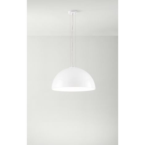Suspension En Verre Blanc Opale, Structure En Métal Et Aluminium, Design Moderne Et Minimaliste, Culot E27, D.50 X H.175 Cm - Marque Perenz Officiel (1/2)
