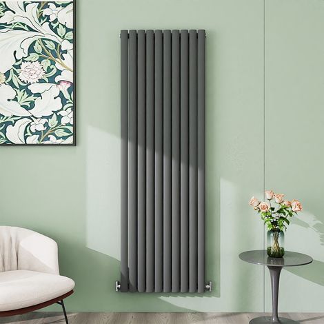 AICA 1800x590mm Anthracite Vertical Designer Radiator Single Oval Column Heating UK