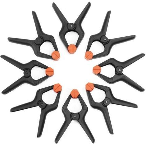 Pinces à Ressort Plastique, 8 Pièces,Ouverture jusqu'à 25,4mm,Pince de Serrage pour Décoration, Travaux du Bois et Studio de Photographie