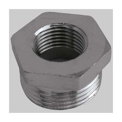 RIDUZIONE MASCHIO/FEMMINA OTTONE CROMATA  1 x 3/4     MADE IN ITALY