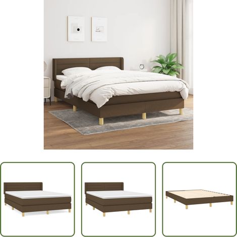 Matratze - Boxspringbett mit Matratze Dunkelbraun 140x190 cm Stoff (1/5)