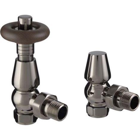 Heatwave Manor Black Nickel Angled Thermostatic Radiator Valve Set (1/2)