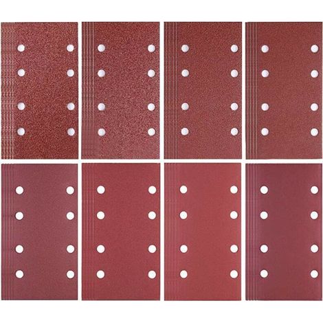 80 feuilles de papier abrasif 93 x 185 mm 8 trous de papier abrasif 40/60/80/120/180/240/320/400 pour ponceuse Bosch (1/5)
