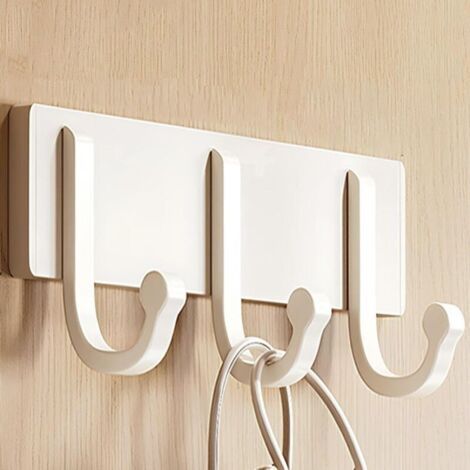 Patère murale, crochets muraux de style champêtre pour suspendre des vêtements, support à crochets en alliage d'aluminium (blanc, 21,7 cm/8,5 po) (1/4)