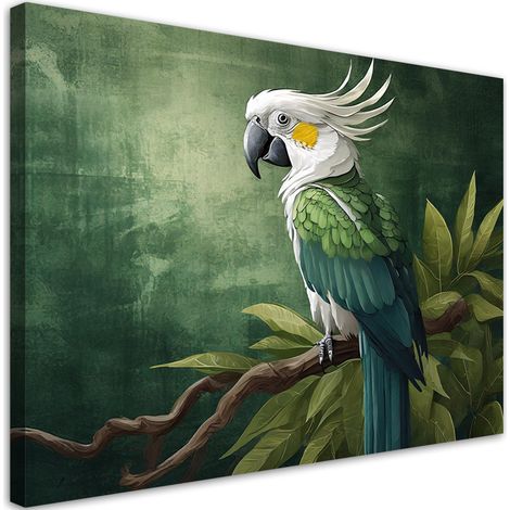 Tableau déco Oiseau Animaux Perroquet Vert 100x70 (1/5)