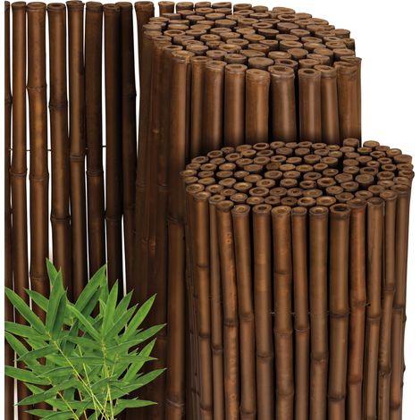 Clôture pare-vue bambou premium 90x250cm L23 brun foncé Ø 2-3cm