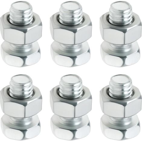 Lot de 6 écrous hexagonaux M6 x 12 mm pour batterie de moto en acier plaqué zinc (1/5)