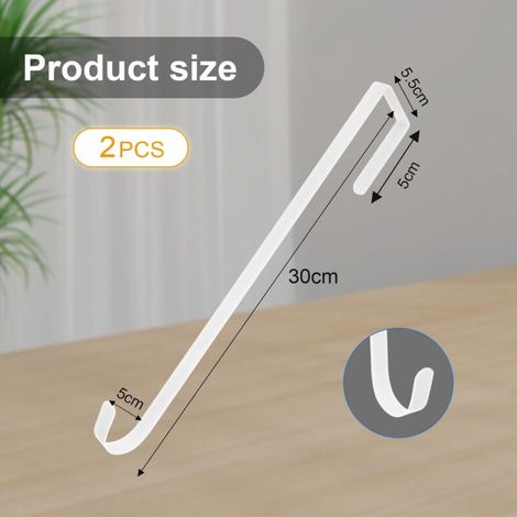 2X Uncinetti per porte in acciaio inox, Uncinetti da 30 cm per couronnes de Porte et decorazioni - Per suspendre des guirlandes de Noël, Halloween, decorazioni di Noël(Blanc) (1/4)