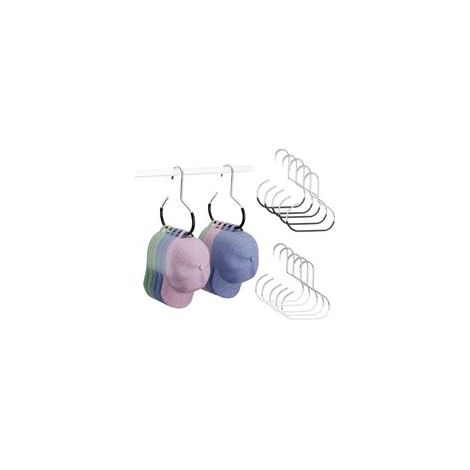 10 Pcs (Blanc + Noir) Porte Casquette, Support Casquette en Acier Inoxydable, Mini Range Casquette, Rangement Casquette Suspendu, Porte Chapeau pour Chambre à Coucher, Placard, Bureau