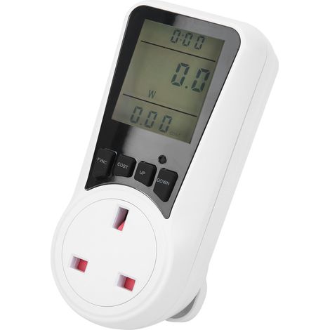 Prise connectée compteur électrique LCD, wattmètre voltmètre ampèremètre, 230-250V AC norme UK, avec pile incluse, mesure consommation énergie (1/5)