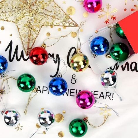 Boules De Noel Couleur 36Pcs, Boules De Noël Ornements En Plastique 4Cm, Boule D'Arbre De Noël, Suspendues Ornements[Z303] (1/4)