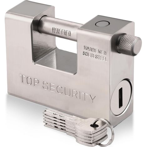 Cadenas Exterieur Ultra Robuste sécurité cadenas clé,Imperméable et anticorrosion,5 Clés,1.1KG,Convient aux conteneurs, entrepôts, motos, etc.(94mm) (1/5)