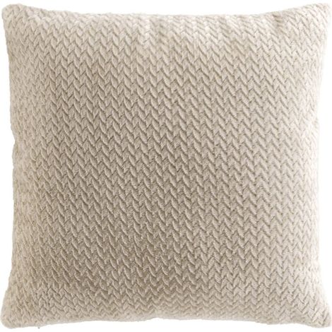 Coussin Déco en Flanelle "Flanela" 45x45cm Beige (1/3)