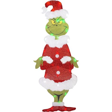 Weihnachts-Gartenschild mit LED-Beleuchtung, Cartoon-Gartenschild, Gartenstecker, Dekoration für Hof, Rasen, Flur, Garten, Weihnachtsmann (1/2)