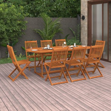 Ensemble à manger de jardin 9 pcs-Salon de jardin 220x90x75 cm bois d'acacia 761204