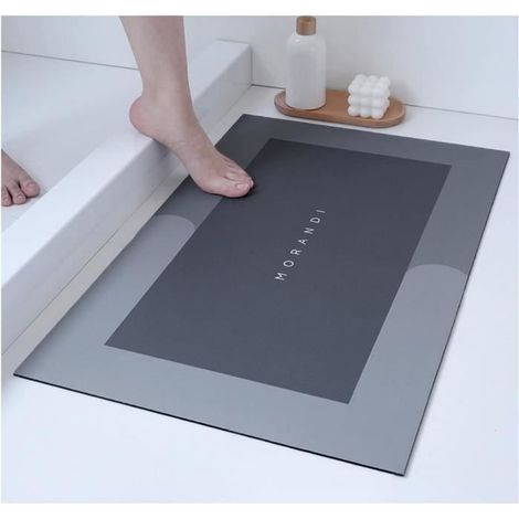 (Grau) Diatomit rutschfeste, saugfähige Badematte, YSTP schnelltrocknende, saugfähige Badezimmer-Bodenmatte, Grau 60 x 90 cm