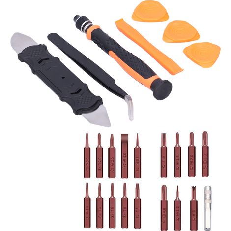 Kit de Réparation 26 Pièces Multifonction avec Tournevis, Pince à Bec et Ventouse pour Bricolage (1/5)