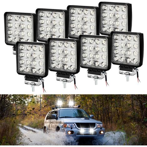 Randaco 8x LED 48W Luz de Trabajo LED Proyector de Luz de Trabajo para Coche Camión UTV SUV Tractor Todo Terreno