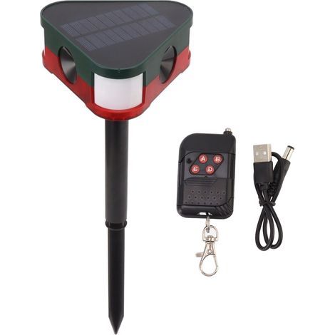 Alarme solaire de répulsif d'animaux lumière sonore longue portée alarme de capteur infrarouge extérieur avec télécommande pour verger 1W 5V (1/5)