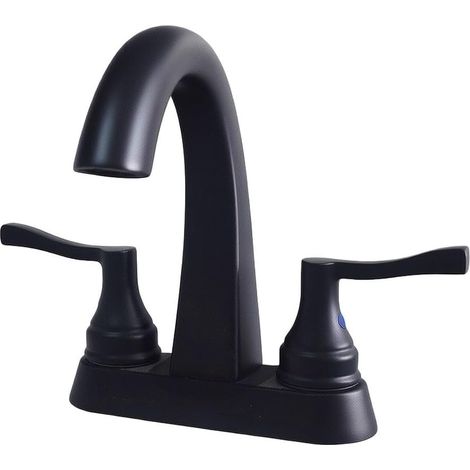 Mitigeur pour vasque inox noir eau chaude/froide 2 trous (1/5)