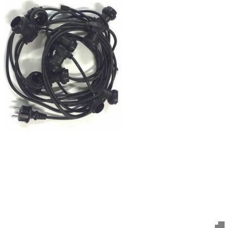 Guirlande lumineuse interconnectable de 10 mètres avec 10 douilles E27, ampoules non incluses, câble noir, IP44 (1/5)