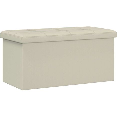 Banc de rangement pliable Blanc 180 kg 80 L 77 x 38 x 38 cm Lin vidaXL