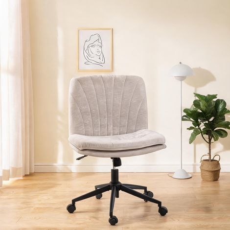 Chaise de bureau beige en chenille 67 x 62 x 93 cm (1/5)