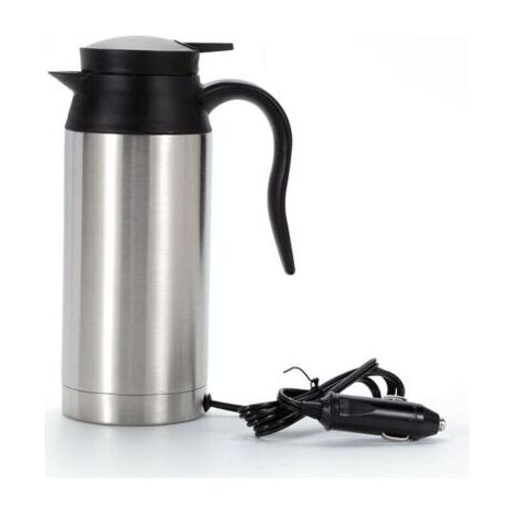 Bouilloire électrique de voyage, bouilloire électrique pour voiture en acier inoxydable portatif de 750 ml 12V avec une tasse de chauffage pour voiture en caoutchouc scellée pour eau chaude (1/5)