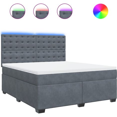Maison Exclusive - Giroletto a Molle con Materasso Grigio Scuro 180x200 cm Velluto
