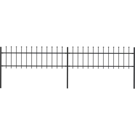 Clôture de jardin avec dessus en lance Acier 3,4 x 0,6 m Noir (1/5)