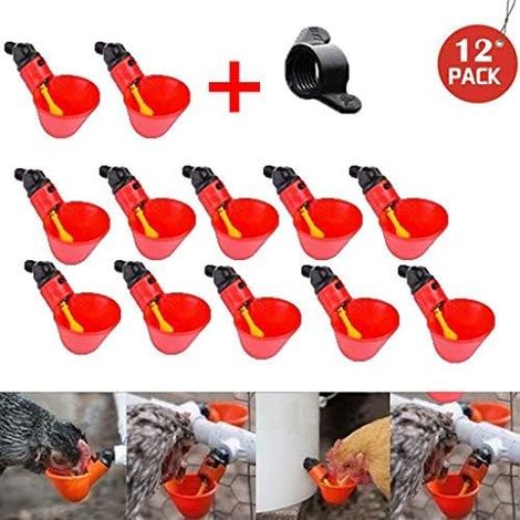 Ensemble de 12 abreuvoirs automatiques pour poulets, canards, volailles et oiseaux système d'hydratation pour cages ou élevage domestique.-AquaForge (1/5)