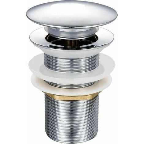Bonde de lavabo pop-up sans trop-plein – Laiton chromé – Hauteur 80 mm – Diamètre clapet 66 mm – Raccordement siphon 1 ¼-Muntra (1/5)