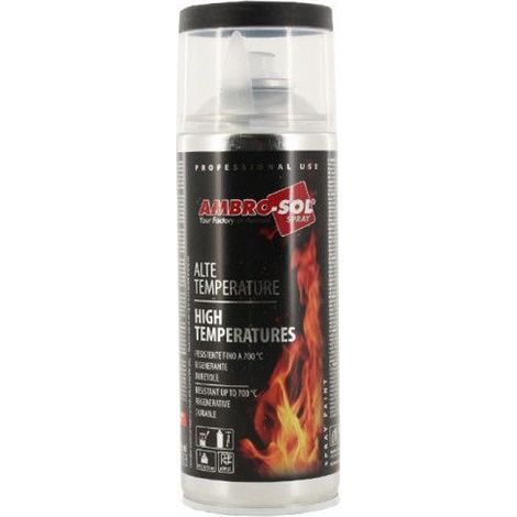 Bombe de peinture - Haute température - Résistance jusqu'à 700C - Noir mat - 400ml (1/2)