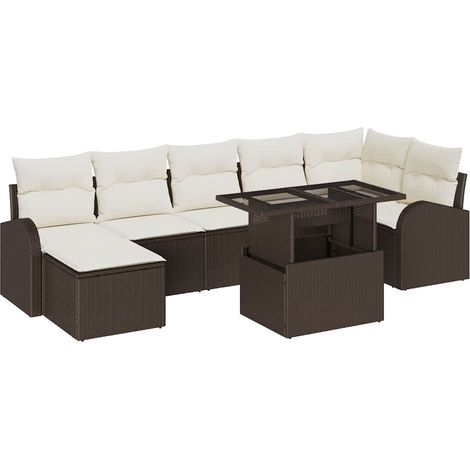 Garden Sofa Set with Cushion 8 pcs Brown Poly rattan vidaXL (1/5)