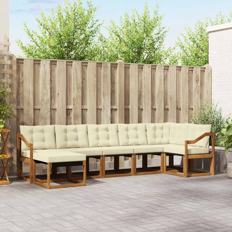Outdoor-Sofagarnitur mit Kissen 7 pcs Natur und Creme (1/5)