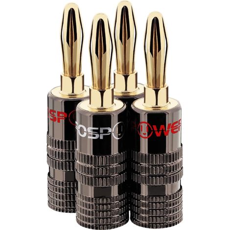 Lot de 4 Fiches Bananes Plaqué Or 24K Double Vis Pour Câble 12-18 AWG HiFi
