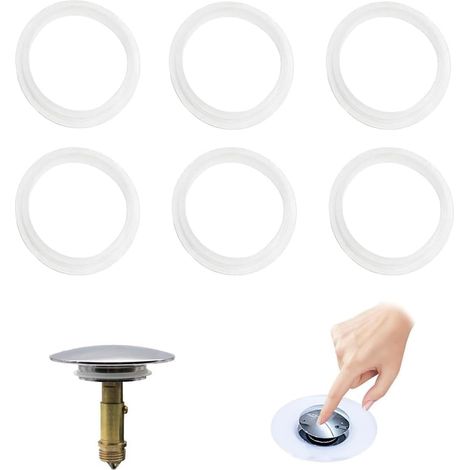 Joint Silicone - 6 Pièces - Diamètre 38mm - Étanchéité Bonde Lavabo Baignoire (1/5)
