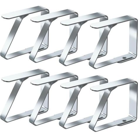 Tischdeckenklammern – Edelstahl – 8er-Set – Rutschfest – 5 x 4 cm – Für Tische bis 3 cm Dicke – Silber (1/4)