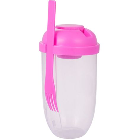 Fresh Salad Container Serving Cup with Dressing Container Fork Portable Plastic Food Storage Bottle for Picnic Lunch