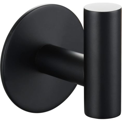 Portasciugamani da bagno adesivo in acciaio inox nero – Non è necessaria la foratura - Gancio da parete SBH235B