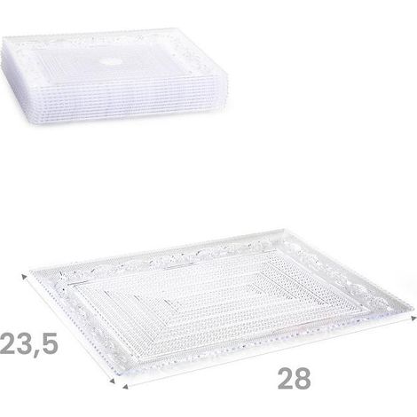 1 Piatto in Plastica Crystal Rettangolare Trasparente 28 x 23,5 cm (1/2)