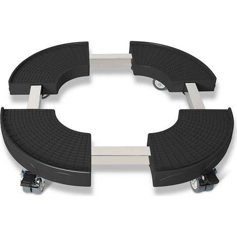 Jiubiaz Soporte para Plantas Redondo Ø38-54 cm Ajustable, Negro, Carro con Ruedas 360°, Capacidad 200 kg (1/5)