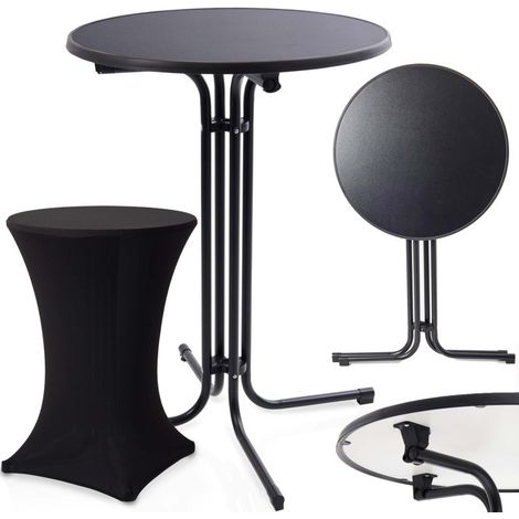Table de bar Table haute bistrot 80mc Hauteur de 110cm pour intérieur ou extérieur Noir (1/5)