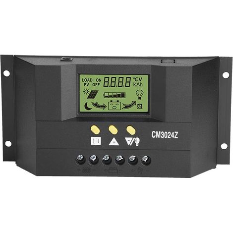 Contrôleur de Charge Solaire, Régulateur de Charge de Panneau Solaire Intelligent PWM Affichage LCD 12V 24V 30A (1/5)