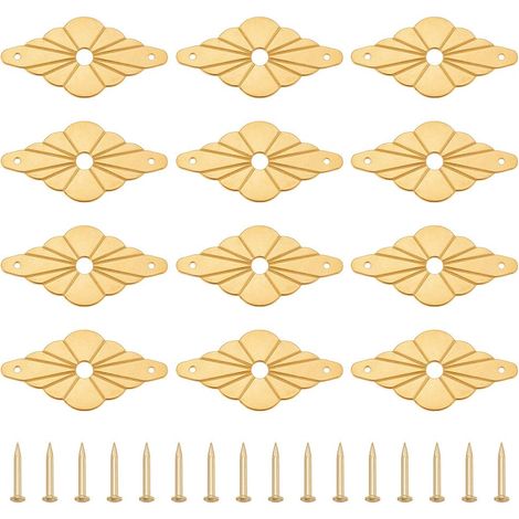12pcs Rondelles Plates en Métal Rondelles Décoratives Rhombus en Laiton avec Vis Joint Doré Décoration de Meubles Classiques pour Ornement Tiroirs Portes Meubles et Armoires 3x6cm (1/5)