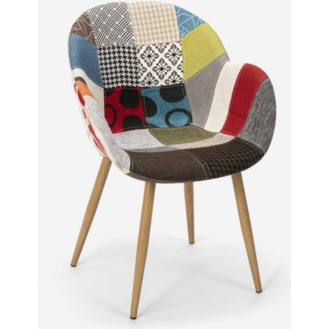 Chaise patchwork de cuisine salon design nordique patchwork Finch - Patchwork 3 (1/5)