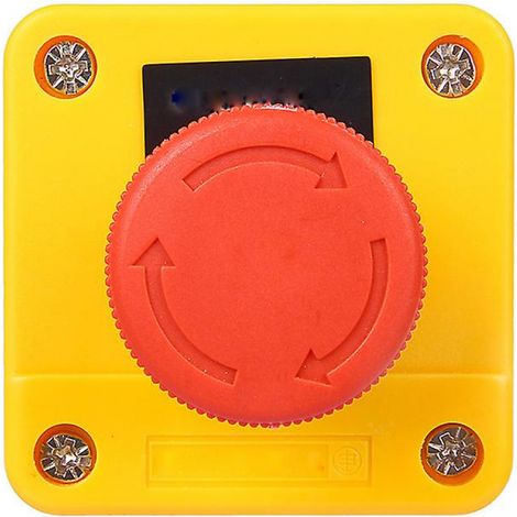 BEBUSINGOTO Bouton de verrouillage de boîte de commande 10a, bouton de commutation d'urgence, boîtier métallique en plastique, signe de champignon rouge, bouton d'arrêt d'urgence (1/5)
