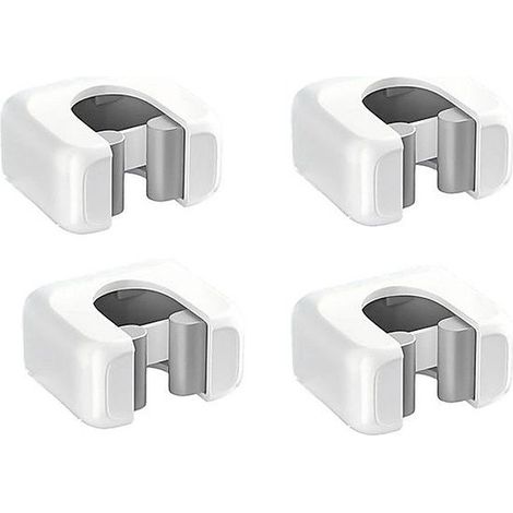 Lot 4 supports muraux blancs auto-adhésifs pour balais et serpillières - Rangement individuel soigné pour salle de bains (1/5)