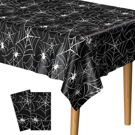 2er-Pack Halloween-Tischdecken Spinnennetz 137x274cm Schwarz Kunststoff für Party Deko