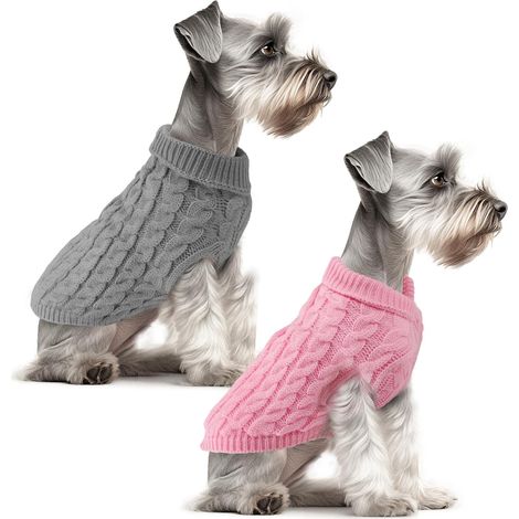 Lot de 2 Pull pour Chien, Tricot Acrylique Doux, Col Roulé, Pour Petit et Moyen Chien (1/5)